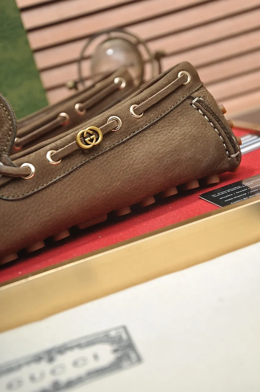 Men's Men's Shoes💰420💶【GUCCI】 (High-end Niuli) New 🍀Gucci*——Gucci Doudou Shoes! Made of imported original cowhide, the inner top layer is comfortable cowhide lining! Original wear-resistant rubber outsole! High quality products! Code number 38-44!